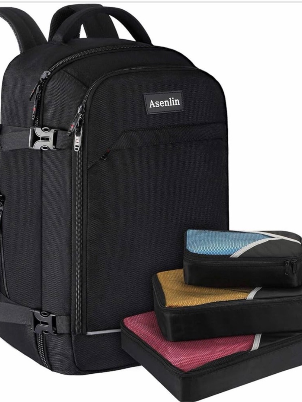 Black Men's Travel Backpack with Packing Cubes